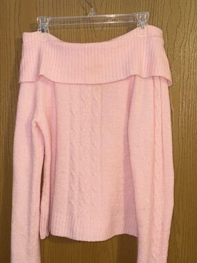Pink Y2K Off-Shoulder Cozy Women's Sweater